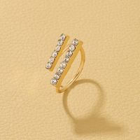Wholesale Jewelry Simple Style Geometric Alloy Rhinestones Inlay Open Ring sku image 1