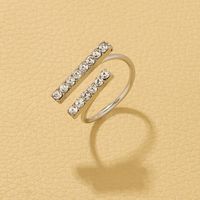 Wholesale Jewelry Simple Style Geometric Alloy Rhinestones Inlay Open Ring main image 3