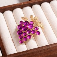 Elegant Vintage Style Luxurious Grape Copper Alloy Plating Inlay Glass Stone Women's Brooches 1 Piece main image 8