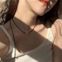 Sweet Simple Style Heart Shape Rope Copper Plating Long Necklace Necklace 1 Piece main image 4