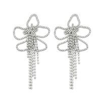 1 Pair Exaggerated Flower Tassel Inlay Alloy Artificial Rhinestones Drop Earrings main image 2