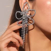 1 Pair Exaggerated Flower Tassel Inlay Alloy Artificial Rhinestones Drop Earrings main image 1