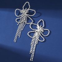 1 Pair Exaggerated Flower Tassel Inlay Alloy Artificial Rhinestones Drop Earrings main image 4