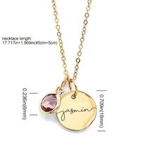 Simple Style Commute Round Stainless Steel Titanium Steel Plating Inlay Birthstone Pendant Necklace Long Necklace main image 5