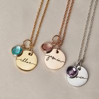 Simple Style Commute Round Stainless Steel Titanium Steel Plating Inlay Birthstone Pendant Necklace Long Necklace main image 1