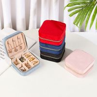 Lady Korean Style Solid Color Flannel Jewelry Boxes main image 4