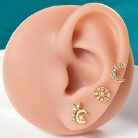 Novelty Heart Shape Stainless Steel Plating Inlay Zircon Lip Stud Ear Studs main image 2
