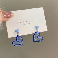 1 Pair Simple Style Heart Shape Patchwork Inlay Alloy Gem Drop Earrings main image 6