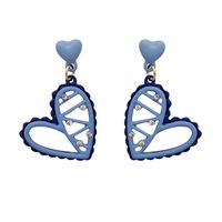 1 Pair Simple Style Heart Shape Patchwork Inlay Alloy Gem Drop Earrings main image 5