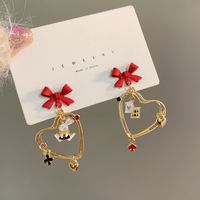 1 Pair Commute Heart Shape Enamel Alloy Drop Earrings main image 5