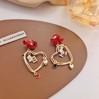 1 Pair Commute Heart Shape Enamel Alloy Drop Earrings sku image 2