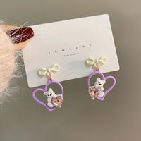 1 Pair Simple Style Bear Hollow Out Alloy Glass Drop Earrings sku image 1