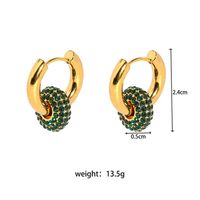 1 Pair Simple Style Round Inlay 201 Stainless Steel Brass Rhinestones Zircon 18K Gold Plated Earrings main image 5