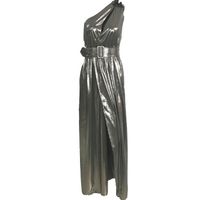 Sexy Solid Color Oblique Collar Sleeveless Slit Belt Hollow Out Maxi Long Dress Party Dress main image 2