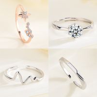 Simple Style Solid Color Sterling Silver Plating Inlay Artificial Gemstones Open Ring main image 3