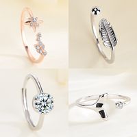 Simple Style Solid Color Sterling Silver Plating Inlay Artificial Gemstones Open Ring main image 4