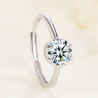 Simple Style Solid Color Sterling Silver Plating Inlay Artificial Gemstones Open Ring sku image 9