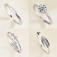 Simple Style Solid Color Sterling Silver Plating Inlay Artificial Gemstones Open Ring main image 5