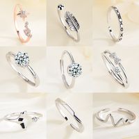 Simple Style Solid Color Sterling Silver Plating Inlay Artificial Gemstones Open Ring main image 1