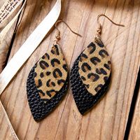 1 Par Estilo Étnico Leopardo Cuero Sintético Pendientes De Gota sku image 1