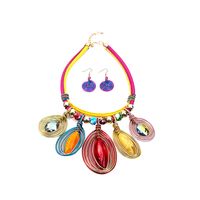 Ethnic Style Bohemian Oval Alloy Plating Women's Earrings Necklace main image 3
