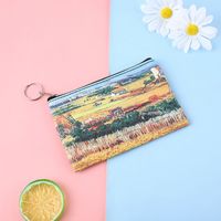 Women's Oil Painting Pu Leather Zipper Coin Purses sku image 3