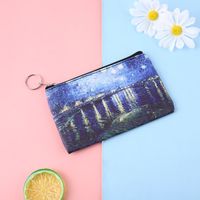 Women's Oil Painting Pu Leather Zipper Coin Purses sku image 6