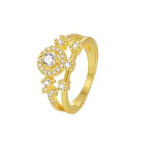 Lady Geometric Copper Plating Inlay Zircon Gold Plated Rings sku image 3