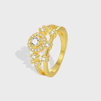 Lady Geometric Copper Plating Inlay Zircon Gold Plated Rings main image 4