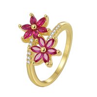 Commute Flower Copper Plating Inlay Zircon Rings main image 2