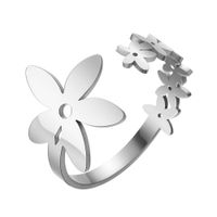 Sweet Simple Style Flower Stainless Steel Open Ring In Bulk main image 4