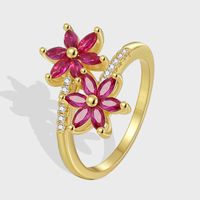 Commute Flower Copper Plating Inlay Zircon Rings main image 1