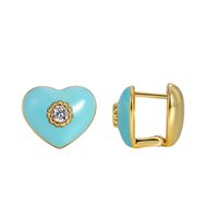 1 Pair Simple Style Heart Shape Enamel Plating Copper 18k Gold Plated Ear Studs main image 3