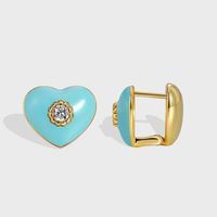 1 Pair Simple Style Heart Shape Enamel Plating Copper 18k Gold Plated Ear Studs main image 1