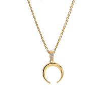 Modern Style Moon Copper Plating Inlay Zircon 18k Gold Plated Pendant Necklace main image 2