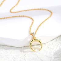 Modern Style Moon Copper Plating Inlay Zircon 18k Gold Plated Pendant Necklace main image 1