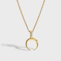 Modern Style Moon Copper Plating Inlay Zircon 18k Gold Plated Pendant Necklace main image 4