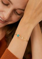 Vacation Geometric Copper Plating Inlay Turquoise 18k Gold Plated Cuff Bracelets main image 5