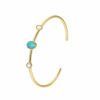 Vacation Geometric Copper Plating Inlay Turquoise 18k Gold Plated Cuff Bracelets main image 4