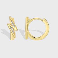 1 Pair Basic Lightning Plating Inlay Copper Zircon 18k Gold Plated Earrings main image 4