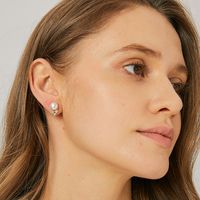 1 Pair Modern Style Geometric Inlay Copper Zircon 18k Gold Plated Ear Studs main image 4