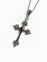 Retro Punk Cross Alloy Inlay Gem Unisex Pendant Necklace main image 5