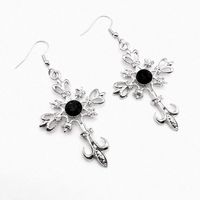 Retro Punk Cross Alloy Inlay Rhinestones Women's Earrings Necklace main image 4