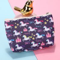 Women's Cartoon Unicorn Pu Leather Zipper Kids Wallets sku image 3