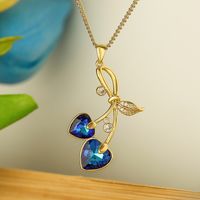Simple Style Cherry Copper Plating Inlay Zircon 18k Gold Plated Pendant Necklace main image 1
