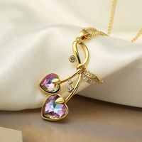 Simple Style Cherry Copper Plating Inlay Zircon 18k Gold Plated Pendant Necklace sku image 2