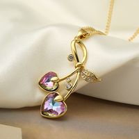 Simple Style Cherry Copper Plating Inlay Zircon 18k Gold Plated Pendant Necklace main image 3