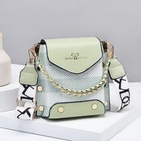 Women's Small Pu Leather Color Block Lattice Streetwear Square Magnetic Buckle Crossbody Bag main image 1