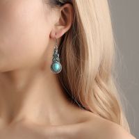Ig Style Retro Oval Alloy Plating Inlay Turquoise Crystal Women's Earrings Necklace main image 3