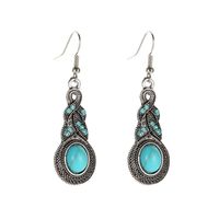 Ig Style Retro Oval Alloy Plating Inlay Turquoise Crystal Women's Earrings Necklace main image 4